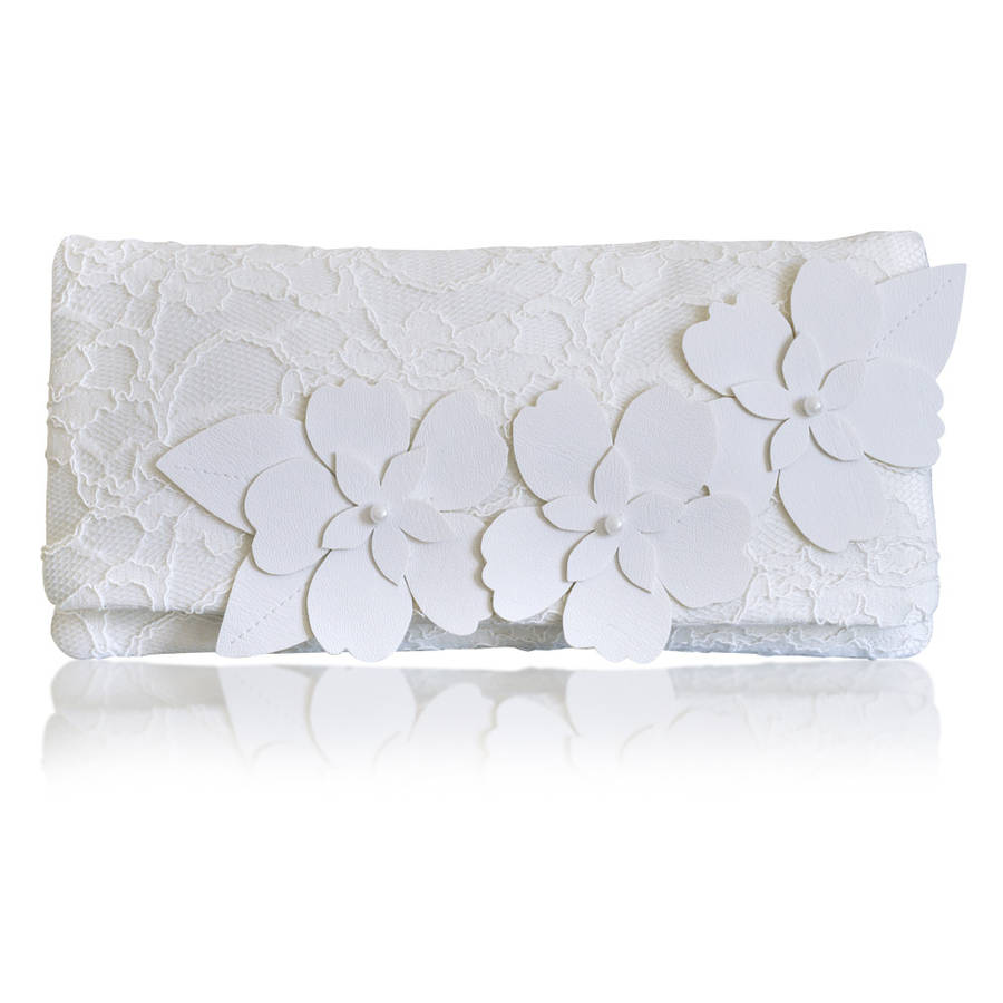 ivory lace clutch