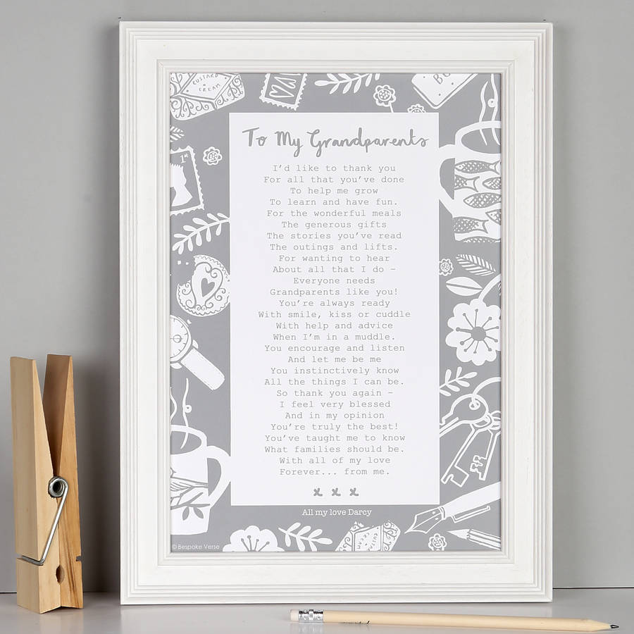 Personalised Letter To Grandparents Poem Print By Bespoke Verse | notonthehighstreet.com