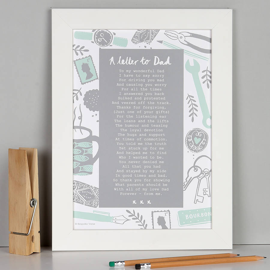 a letter to dad poem print by bespoke verse notonthehighstreetcom