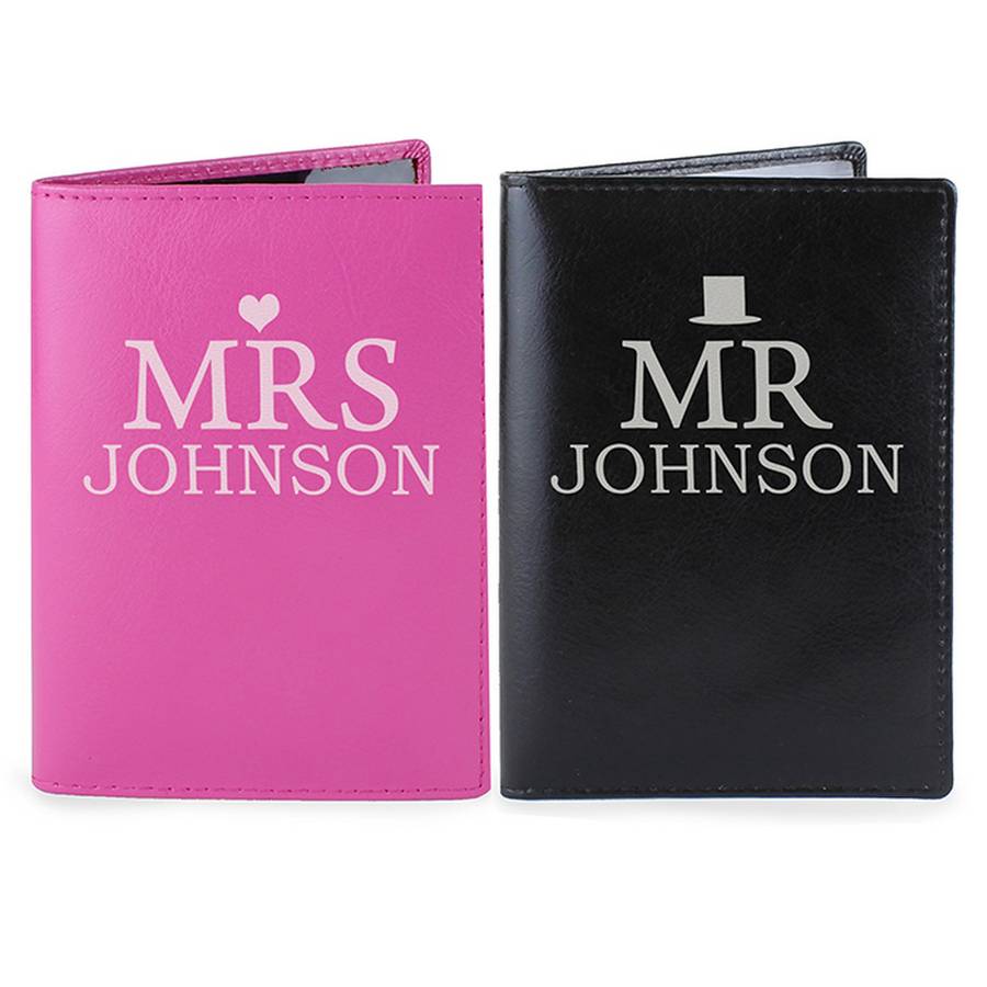 Mr And Mrs Personalised Wedding Passport Holders By Chalk And Cheese