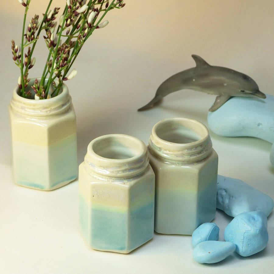 Tropical Mini Vase Jam Jar By Helen Rebecca Ceramics
