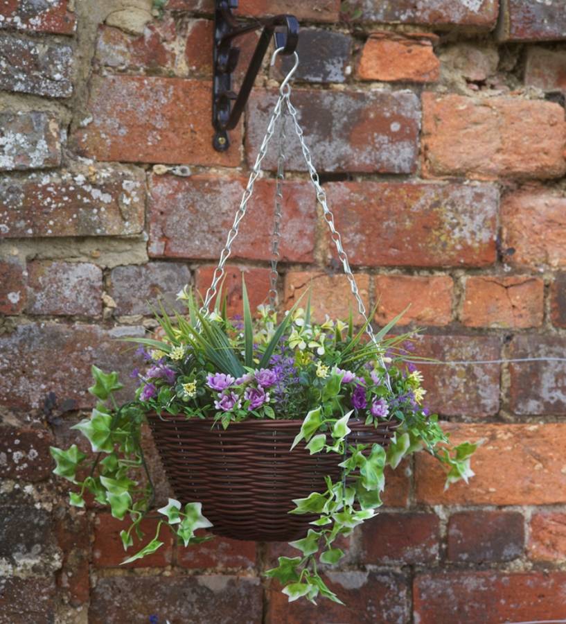 Artificial Purple And Yellow Hanging Basket By Garden Selections ...