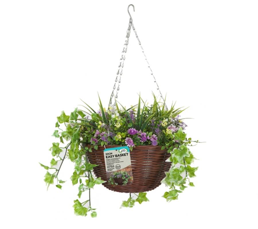 Artificial Purple And Yellow Hanging Basket By Garden Selections ...