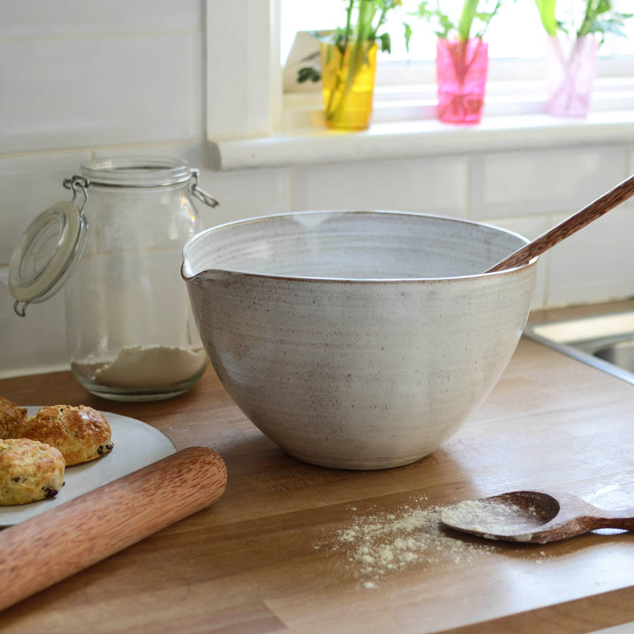 Stoneware Hand Thrown Mixing Bowl With Lip By Nom Living