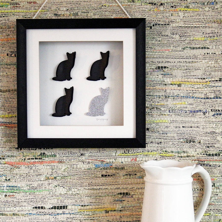 framed 3d  black cat  artwork by daisy maison 