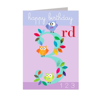 Owls 3rd Birthday Card, 4 of 5