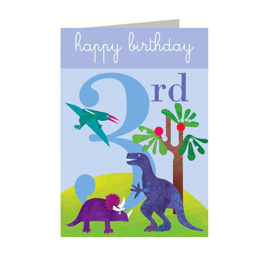 three dinosaurs boys birthday card by kali stileman publishing ...