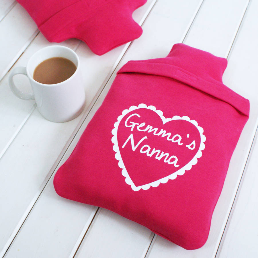 Personalised Love Heart Hot Water Bottle Cover By Sparks And Daughters |  