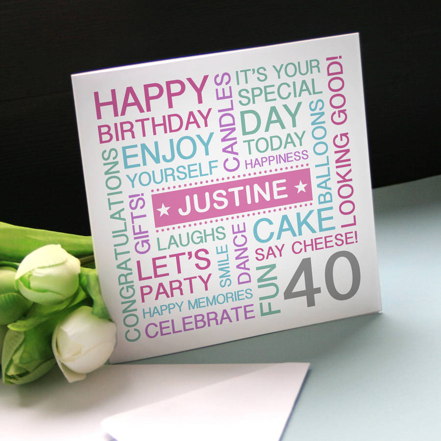 Personalised 40th Birthday Card By A Type Of Design