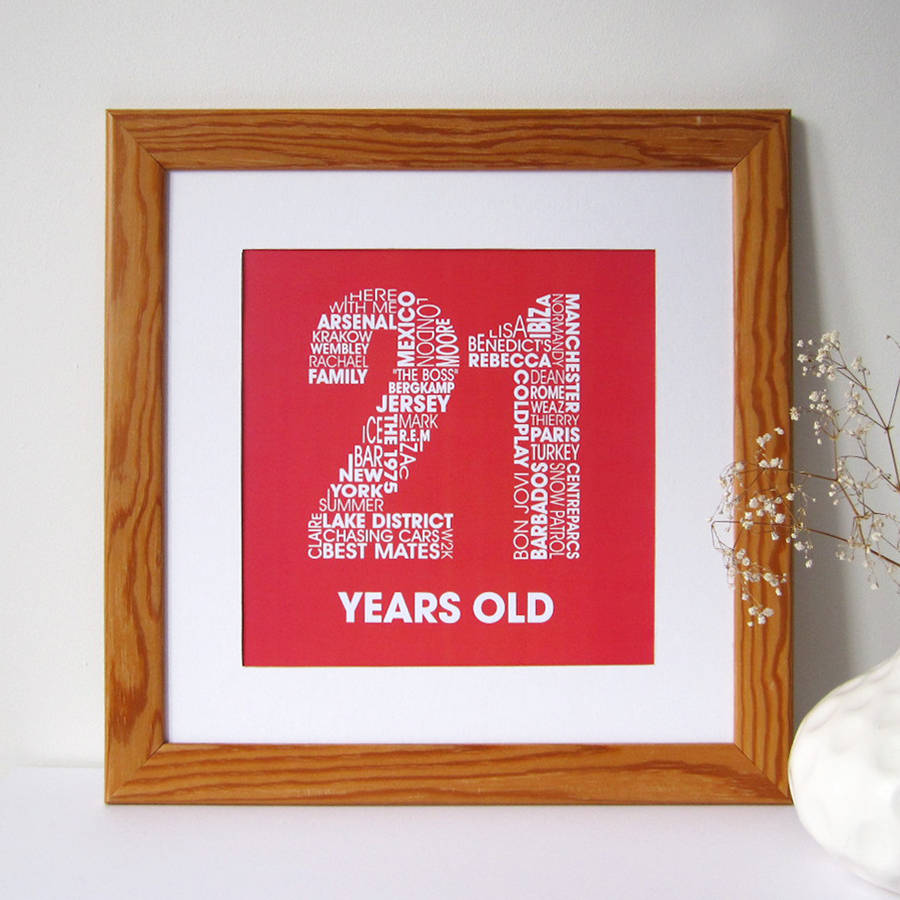 personalised 21st birthday print by mrs l cards | notonthehighstreet.com