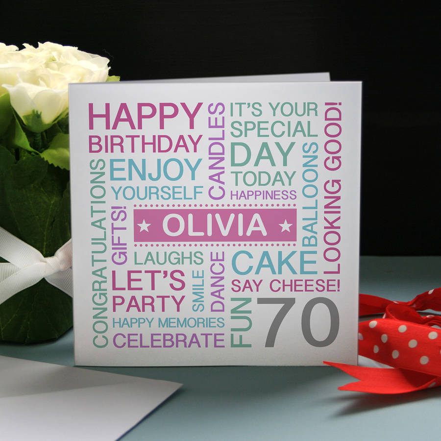 Personalised 70th Birthday Card By A Type Of Design