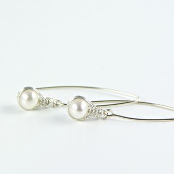 All Wrapped Up Pearl And Silver Long Earrings, 4 of 10