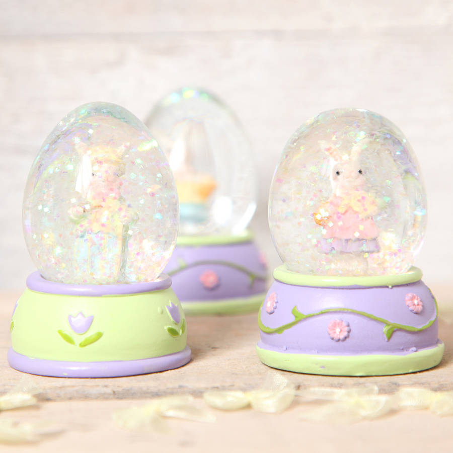 Mini Easter Bunny Rabbit Glitter Globe By Red Berry Apple
