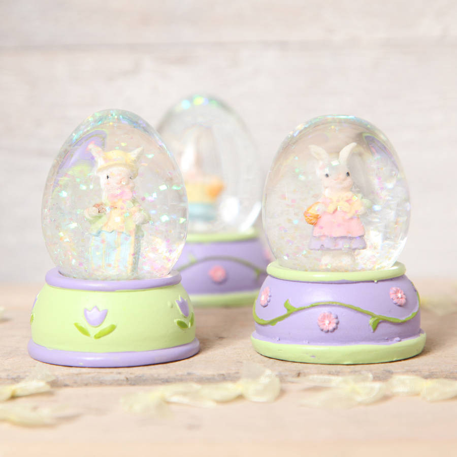 Mini Easter Bunny Rabbit Glitter Globe By Red Berry Apple