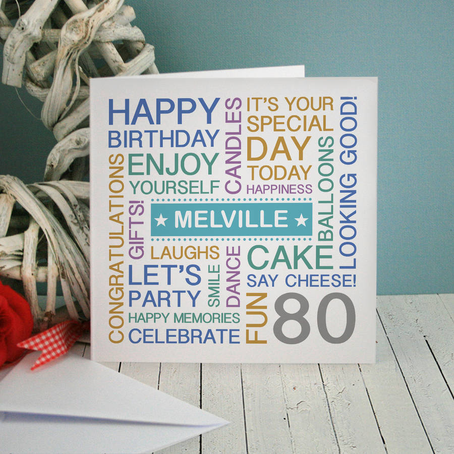Personalised 80th Birthday Card By A Type Of Design