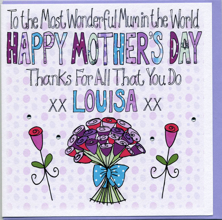 Personalised Rose Bouquet Mothers Day Card By Claire Sowden Design 
