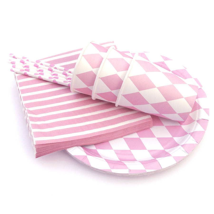 pink diamond party tableware set by peach blossom