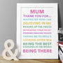 Personalised Thank You Mum Print, thumbnail 1 of 7