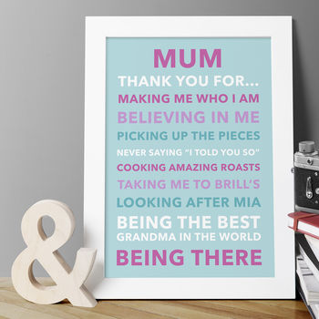 Personalised Thank You Mum Print, 2 of 7