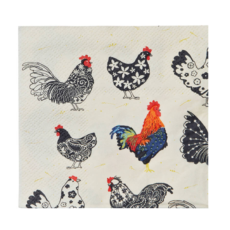 Rooster Cocktail Napkin Pk20 By Ulster Weavers
