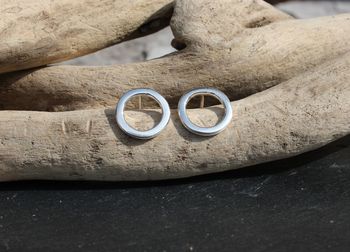 Handmade Silver Loop Stud Earrings, 2 of 2