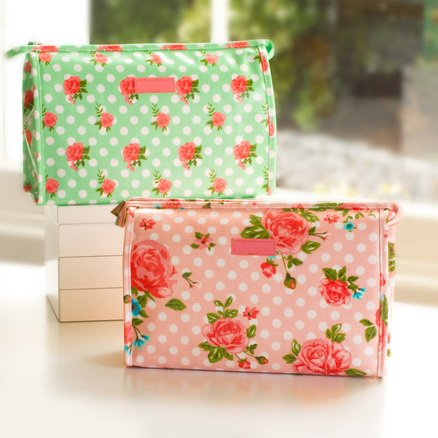 country floral toiletry bag with polka dots by jodie byrne ...