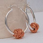 Silver And 14ct Rose Gold 'Entwined' Hoop Earrings, thumbnail 1 of 5