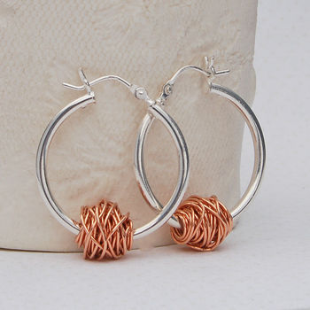 Silver And 14ct Rose Gold 'Entwined' Hoop Earrings, 3 of 5