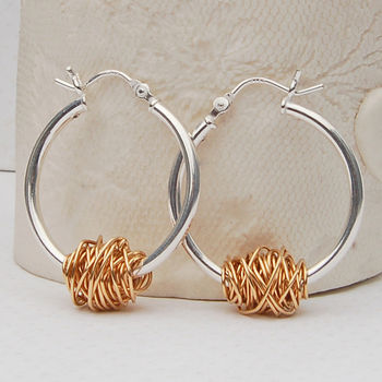 Silver And 14ct Yellow Gold 'Entwined' Hoop Earrings, 2 of 4
