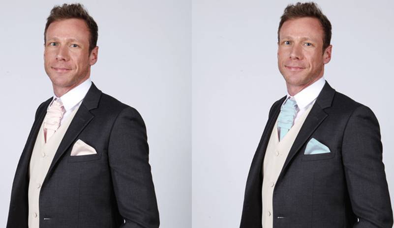 Men S Wedding Or Prom Cravat By Matchimony Notonthehighstreet Soft Cream On Left And Light Blue Right Men S Wedding Or Prom Cravat