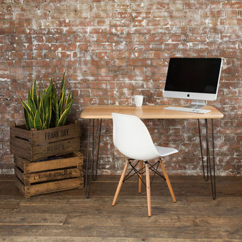 Iroko Midcentury Modern Hairpin Leg Desk, 2 of 4