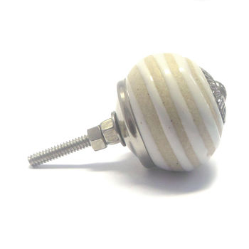 A Set Of Six Off White And Beige Cupboard Knobs, 5 of 7