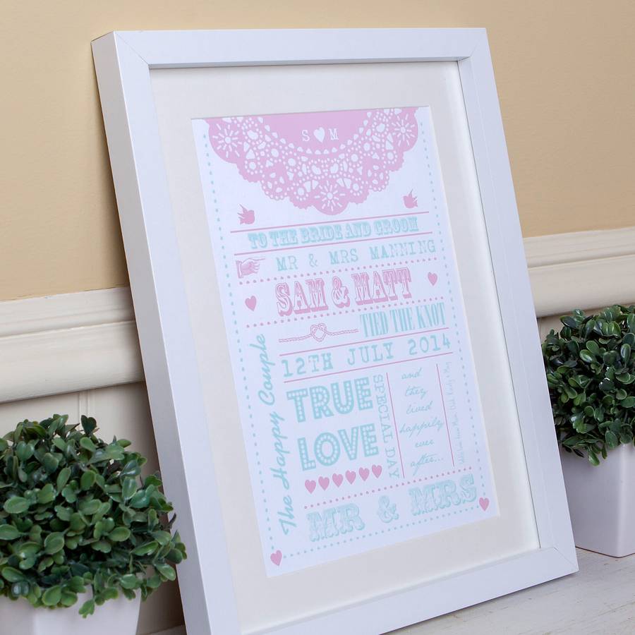 Personalised Lace Typography Wedding Gift Print By Lovely Jubbly Personalised Lace Typography Wedding Gift Print
