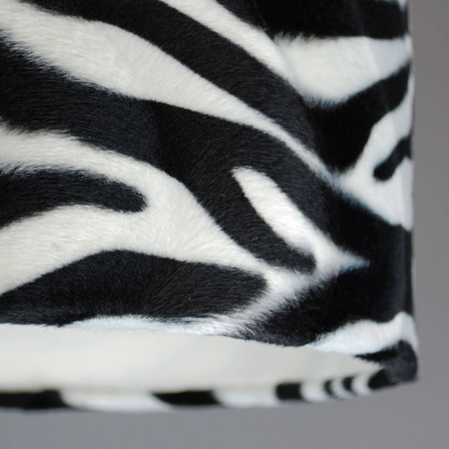 zebra print faux fur lampshade by quirk | notonthehighstreet.com