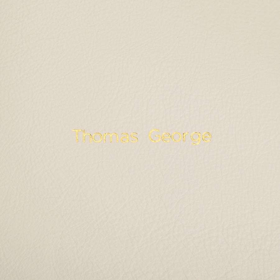 personalised ivory leather baby book by noble macmillan
