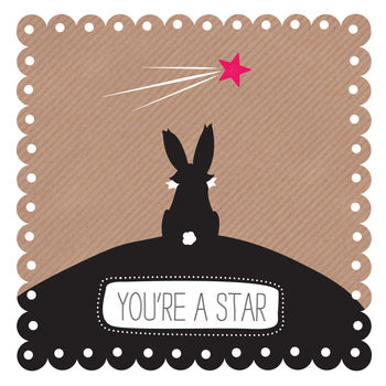 Rabbit Thinks You're A Star Congratulations Card, 2 of 2
