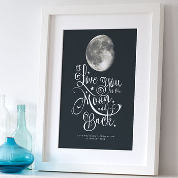 Personalised 'I Love You To The Moon And Back' Print By The Drifting ...