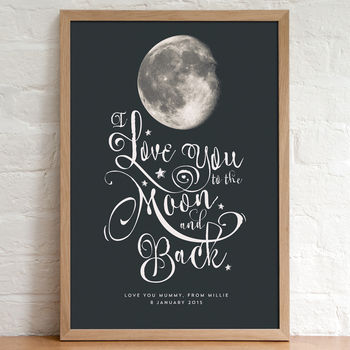 Personalised 'I Love You To The Moon And Back' Print, 5 of 8