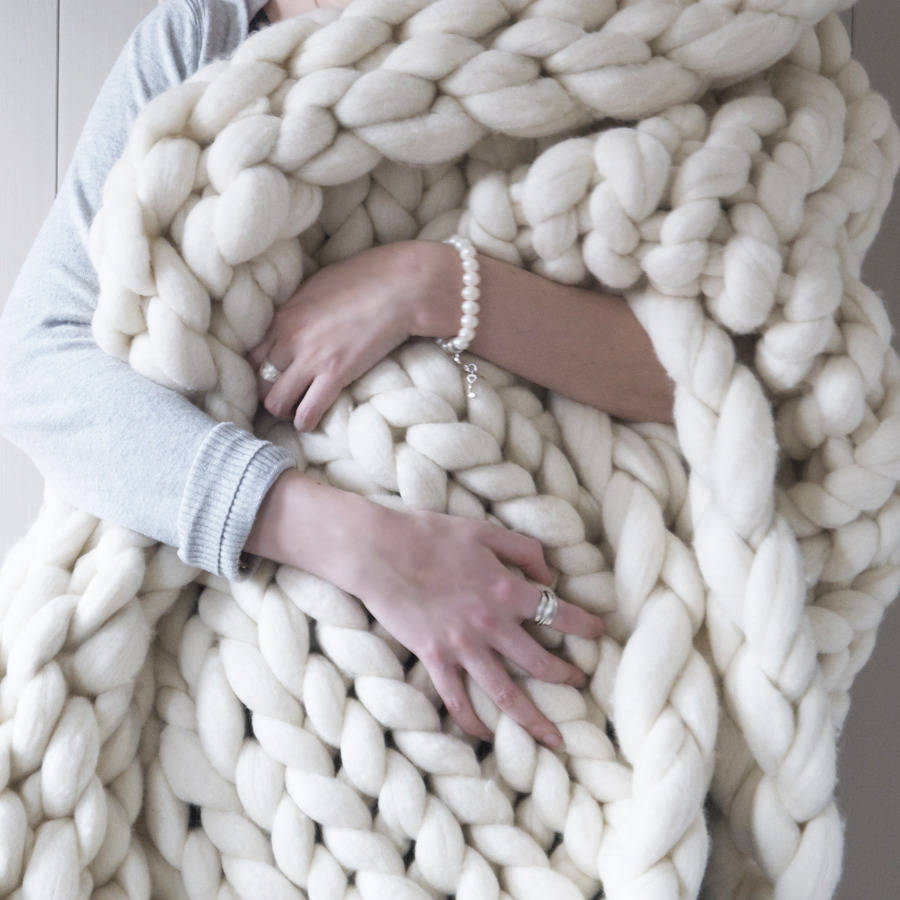 Hand knit chunky throw : r/knitting