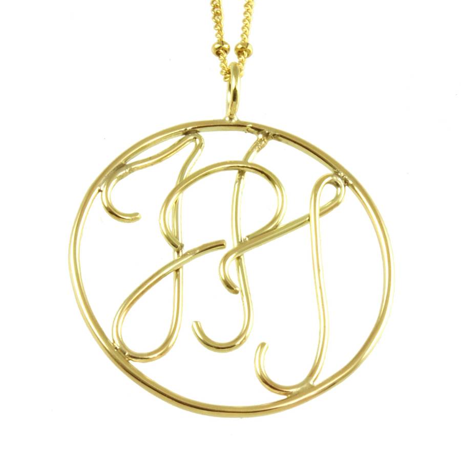 9ct Solid Gold Monogram Pendant By 