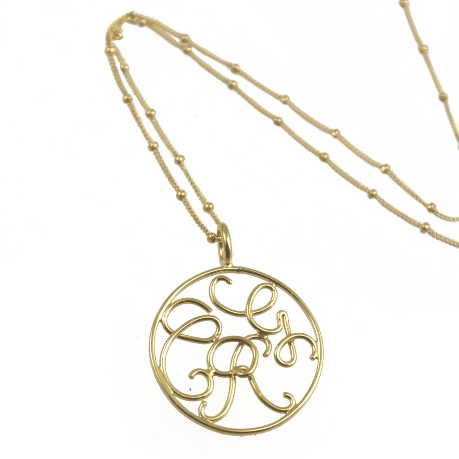 9ct Solid Gold Monogram Pendant By 