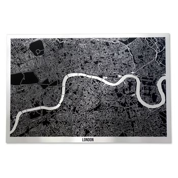 London Brushed Aluminium Art Map, 2 of 3