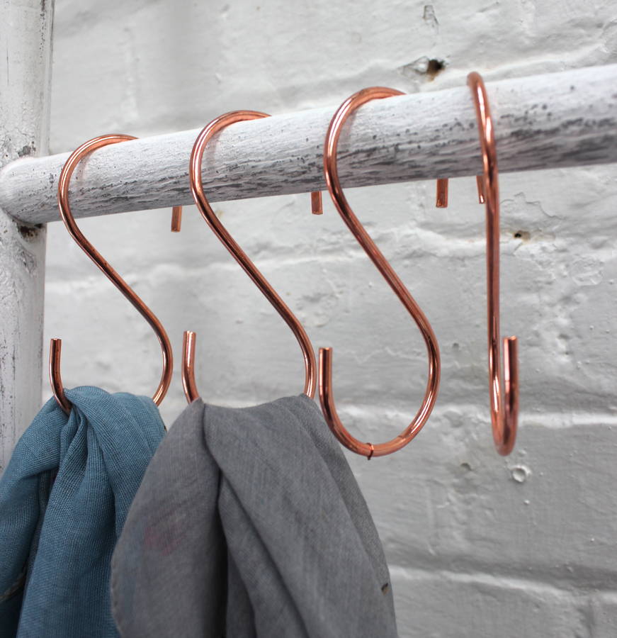 set of four copper plated hooks by the forest & co