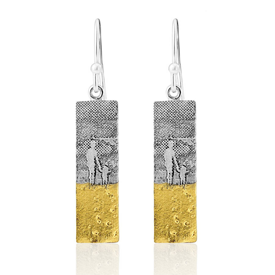 Mother And Child Footprints In The Sand Earrings By Charlotte Lowe