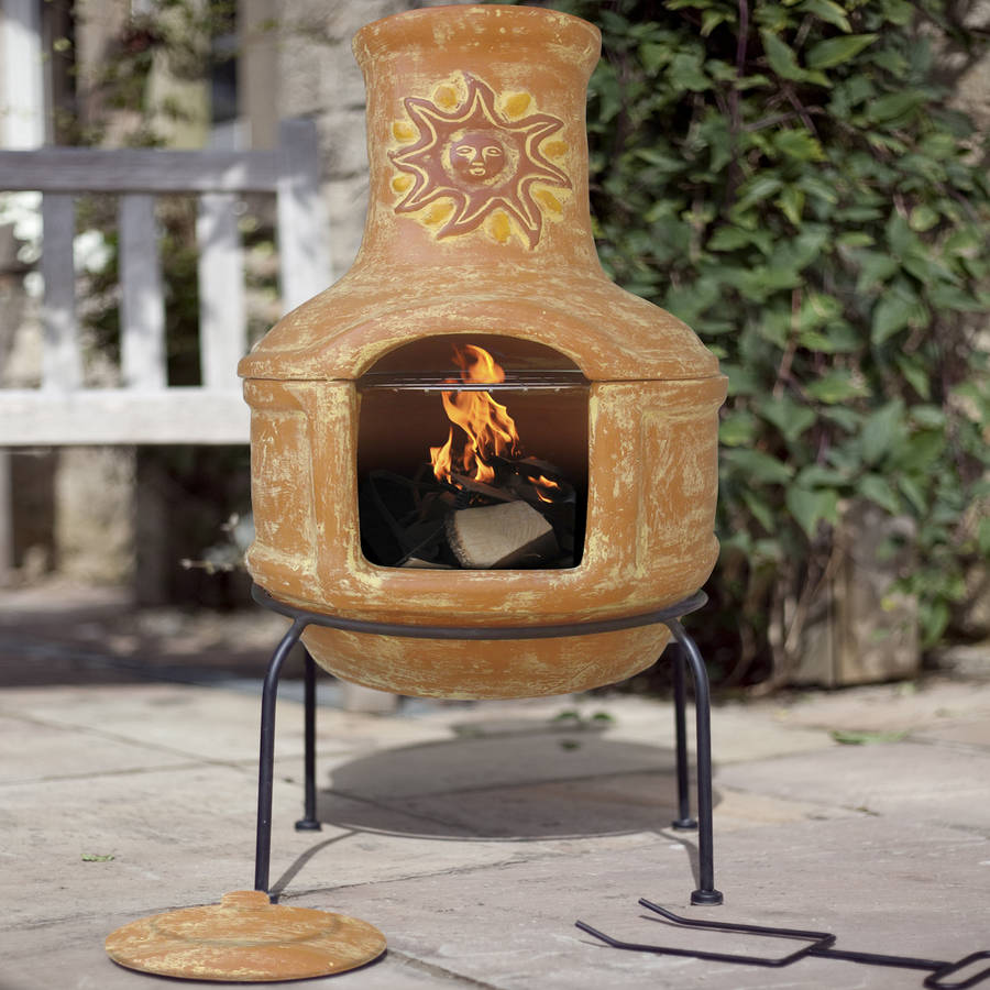 Pizza Clay Chiminea Patio Heater With Bbq By Oxford Barbecues