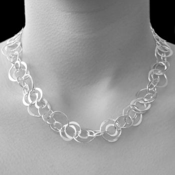 Interlinking Hoop Statement Sterling Silver Necklace, 2 of 10