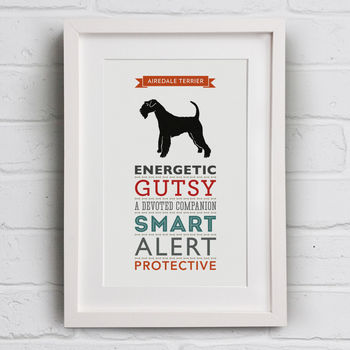 Airedale Terrier Dog Breed Traits Print, 3 of 5