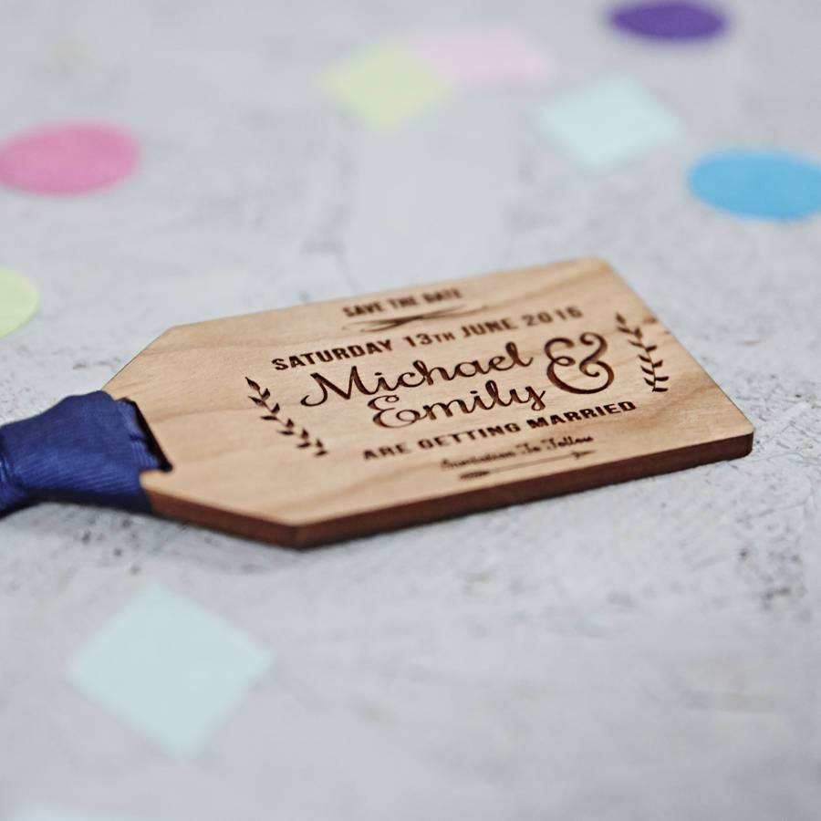 floral wooden save the date gift tag by sophia victoria joy
