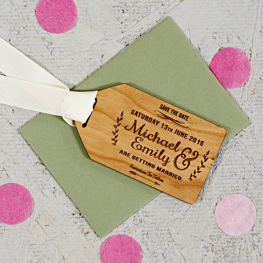 floral wooden save the date gift tag by sophia victoria joy