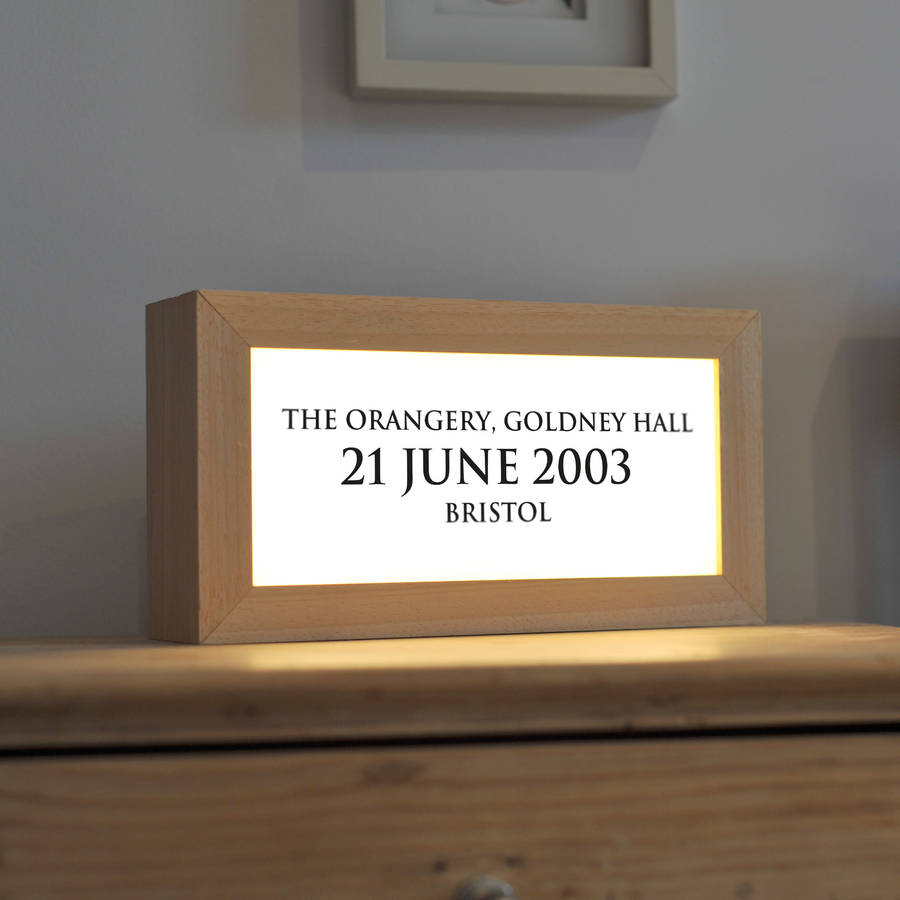 Personalised Moment In Time Light Box By Huddersfield Screenprinting Co